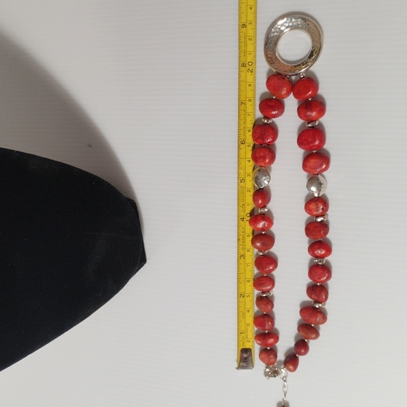 Silpada N1370 sterling silver and red sponge coral hammered bead necklace. - Picture 7 of 8